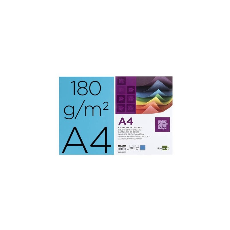 CARTULINA A-4 AZUL ESCOLAR P/100