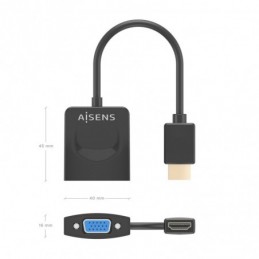 CONVERSOR AISENS HDMI MACHO A VGA HEMBRA 15CM NEGR