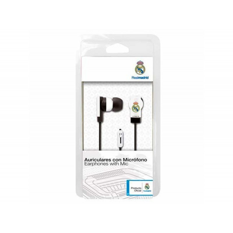 AURICULAR BOTON CON MICRO REAL MADRID BLANCO