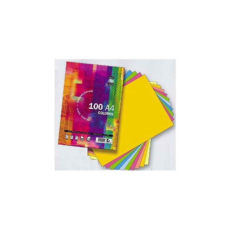 PAPEL A4 80GR 100H TAURO 10 COLORES FUERTES SURTID