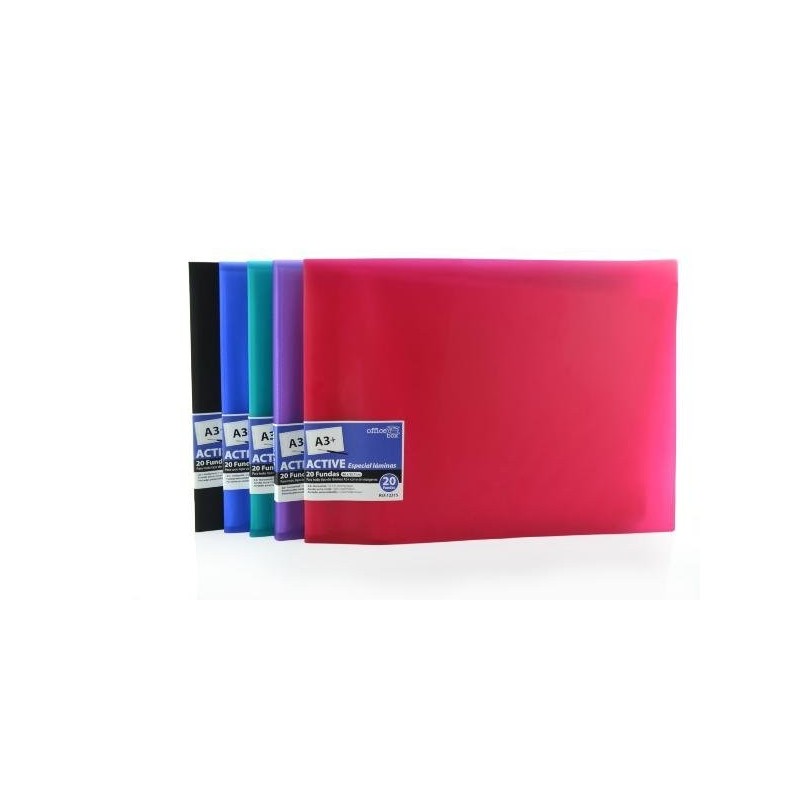 CARPETA ACTIVE A3+ DE 20 FUNDAS NEGRO O ROJO SUPRA
