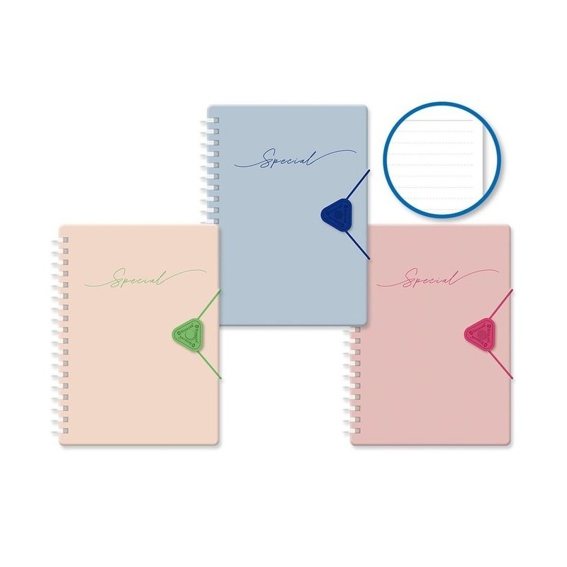 CUADERNO A5 TAPA PP PASTEL CIERRE GOMA