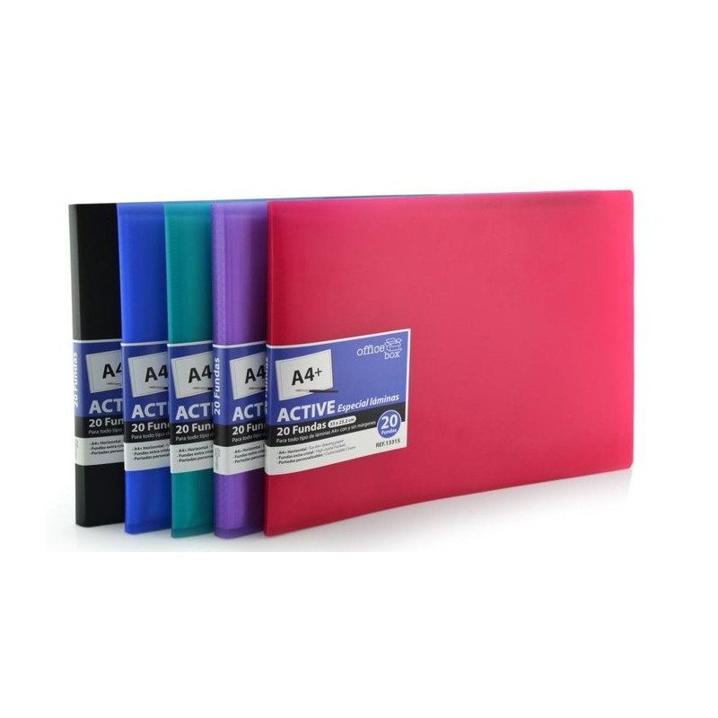 CARPETA ACTIVE A4+ DE 20 FUNDAS AZUL O NEGRA SUPRA