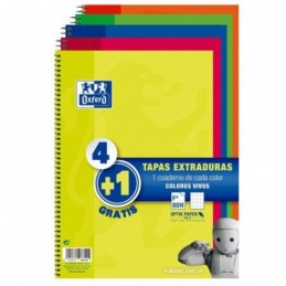 PACK 4+1 BLOC OXFORD FOLIO 80H 4X4 TAPA EXTRADURA