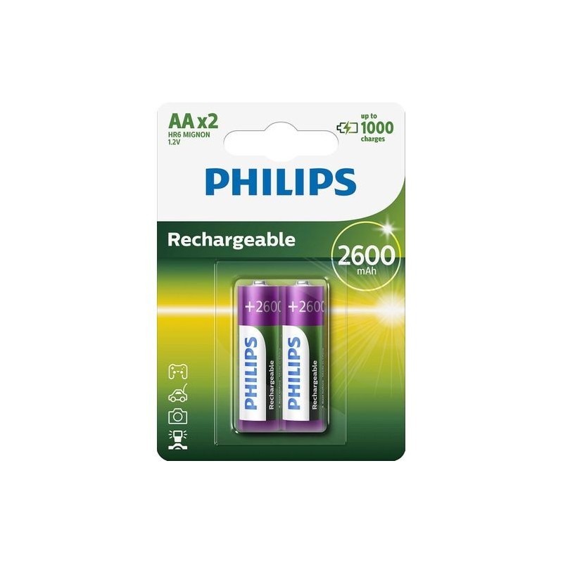 PILAS RECARGABLES PHILIPS AAx2 2600mAh