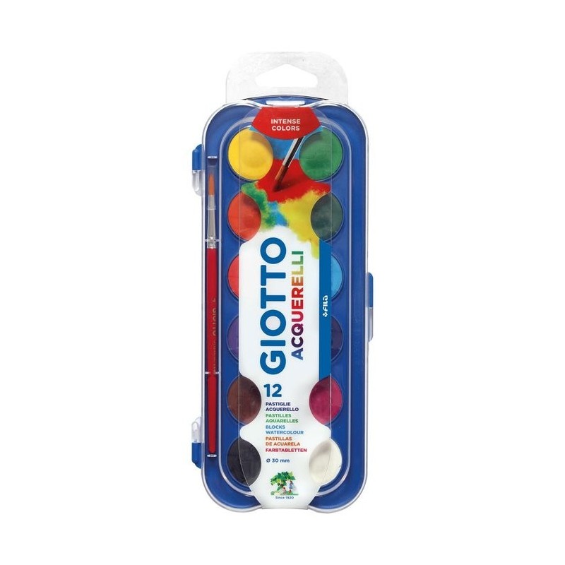 ESTUCHE 12 COLORES GIOTTO ACUARELAS 30MM
