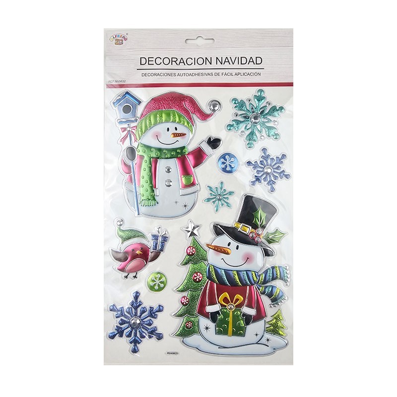 DECORACION 3D PEGATINAS MUÑECOS DE NIEVE