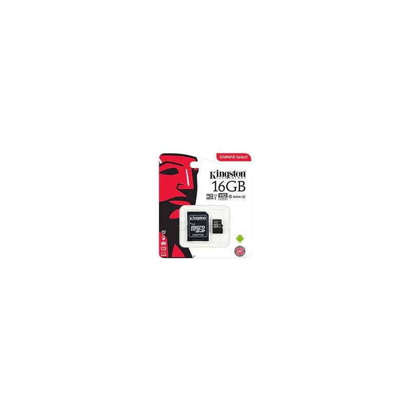 MEMORIA MICRO SD 16GB KINGSTON CLASE 10 UHS-I 80R