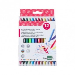 ROTULADOR LIDERPAPEL DUO CAJA 12 COLORES
