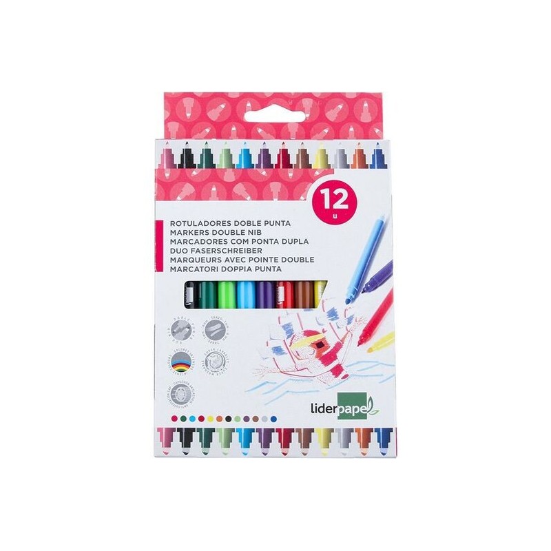 ROTULADOR LIDERPAPEL DUO CAJA 12 COLORES