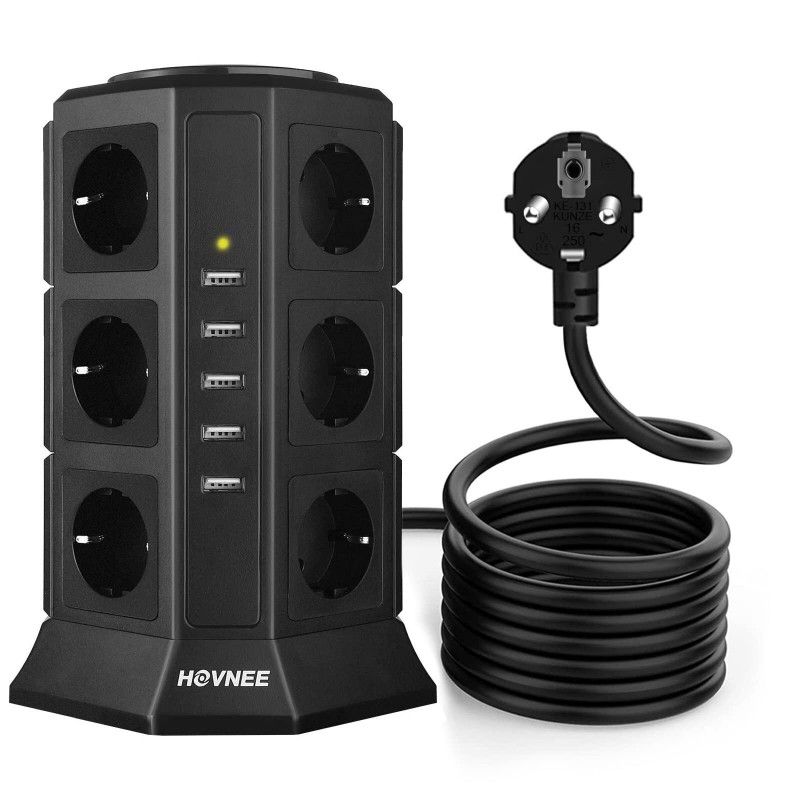 ENCHUFE VERTICAL 14 TOMAS + 4USB 2500W HOUZETEH