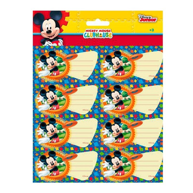 16 ETIQUETAS ADHESIVAS NOMBRE MICKEY DISNEY CLUB H