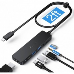 HUB USB C HDMI 4K 6 IN 1 MICRO SD AUDIO LECTOR