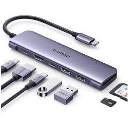 ADAPTADOR USB C A HDMI 4K SD TF 2 USB 3.0 5IN1