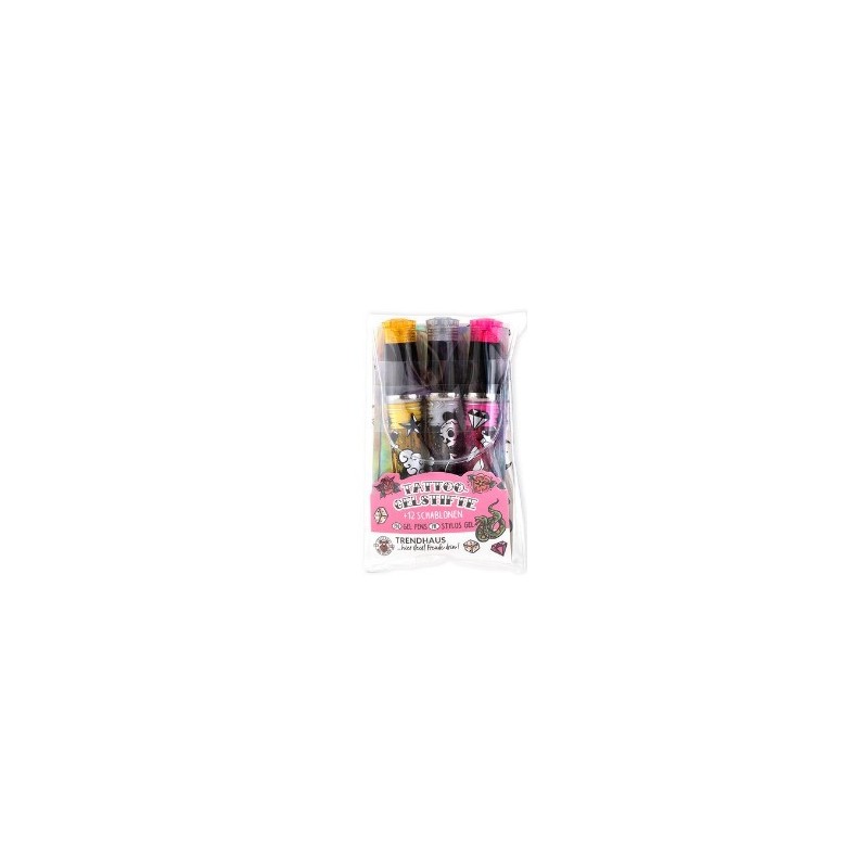 SET DE 3 BOLIGRAFO GEL PURPURINA TATTOO STUDIO