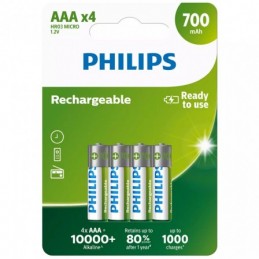 PACK 4 PILAS AAA PHILIPS R03BA470 1.2V RECARGABLES
