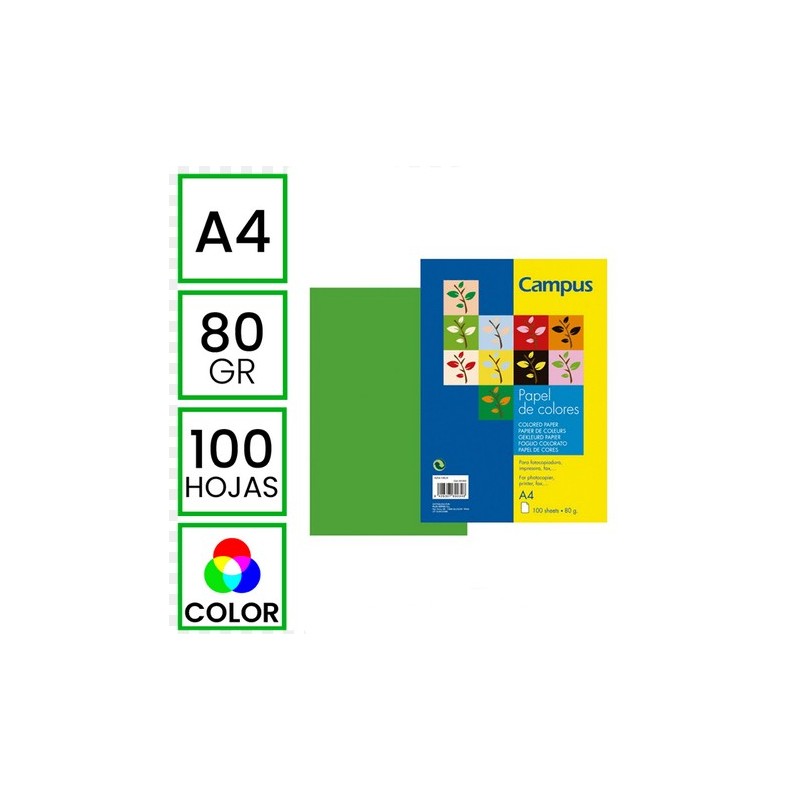 PAPEL CAMPUS A4 VERDE MANZANA 80GR/100H