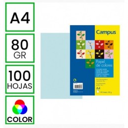PAPEL CAMPUS A4 AZUL CIELO PASTEL 80GR/100H