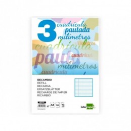 RECAMBIO LIDERPAPEL PAUTAGUIA 3MM CON MARGEN 4TALA