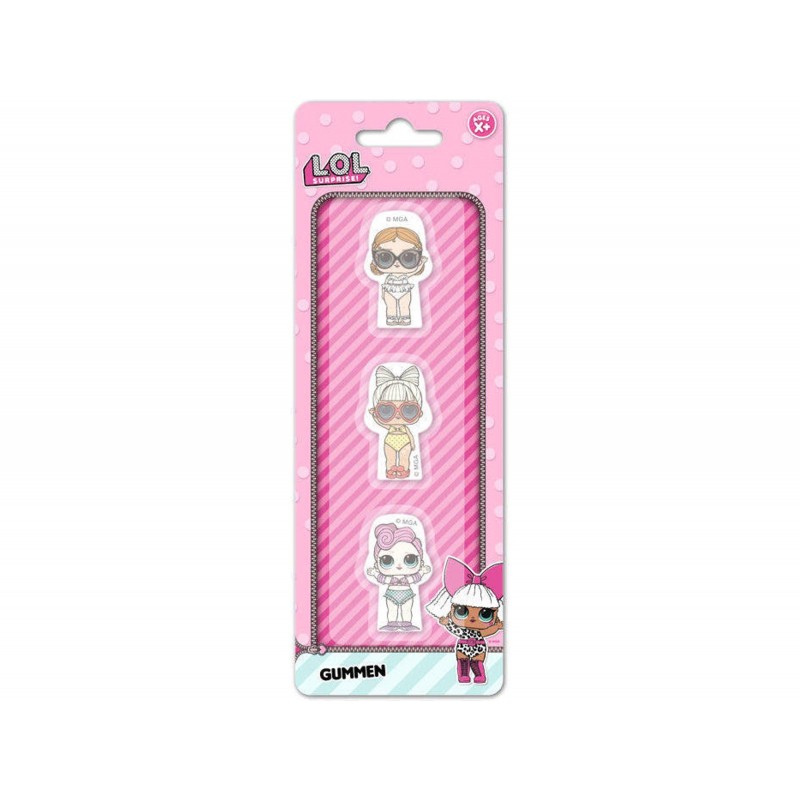 PACK 3 MINI GOMAS LOL SURPRISE