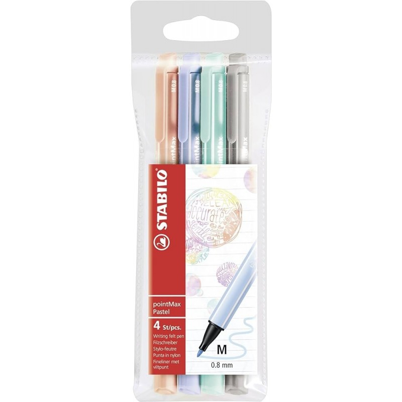 ROTULADOR STABILO POINTMAX 4 UDS PASTEL