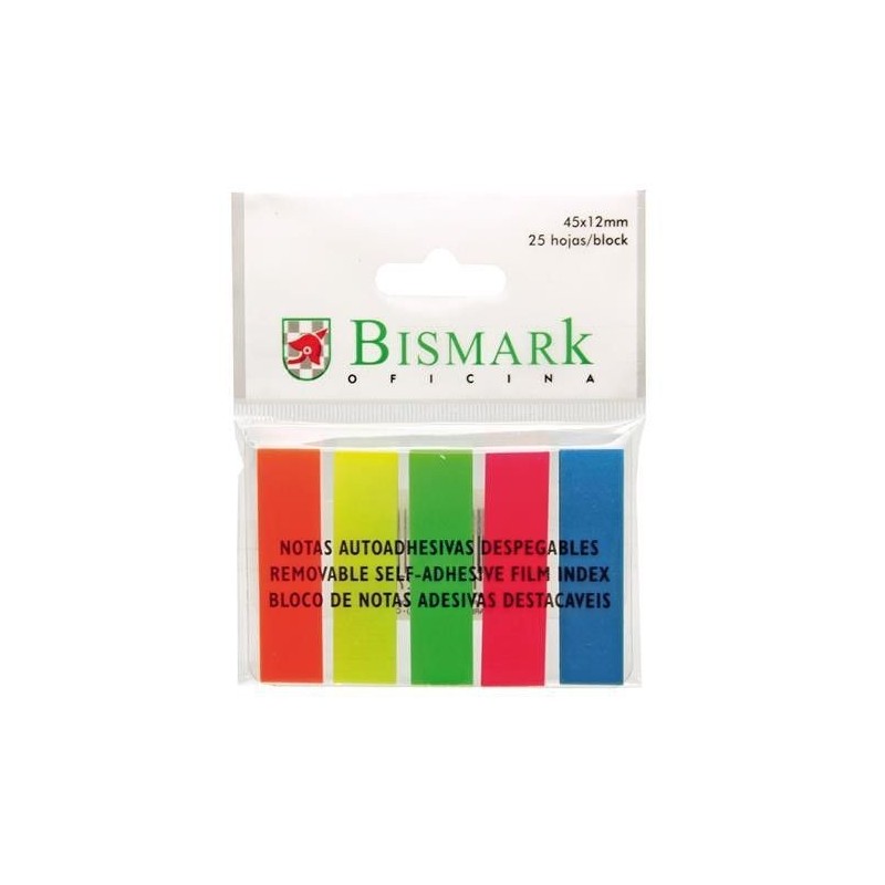 BANDERITAS ADHESIVAS BISMARK 5 COLORES NEON