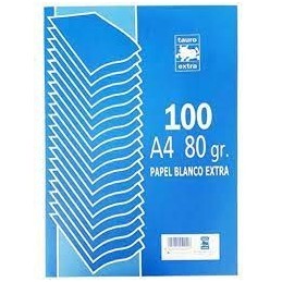 PAPEL A4 80GRS LISO 100HOJAS TAURO EXTRA