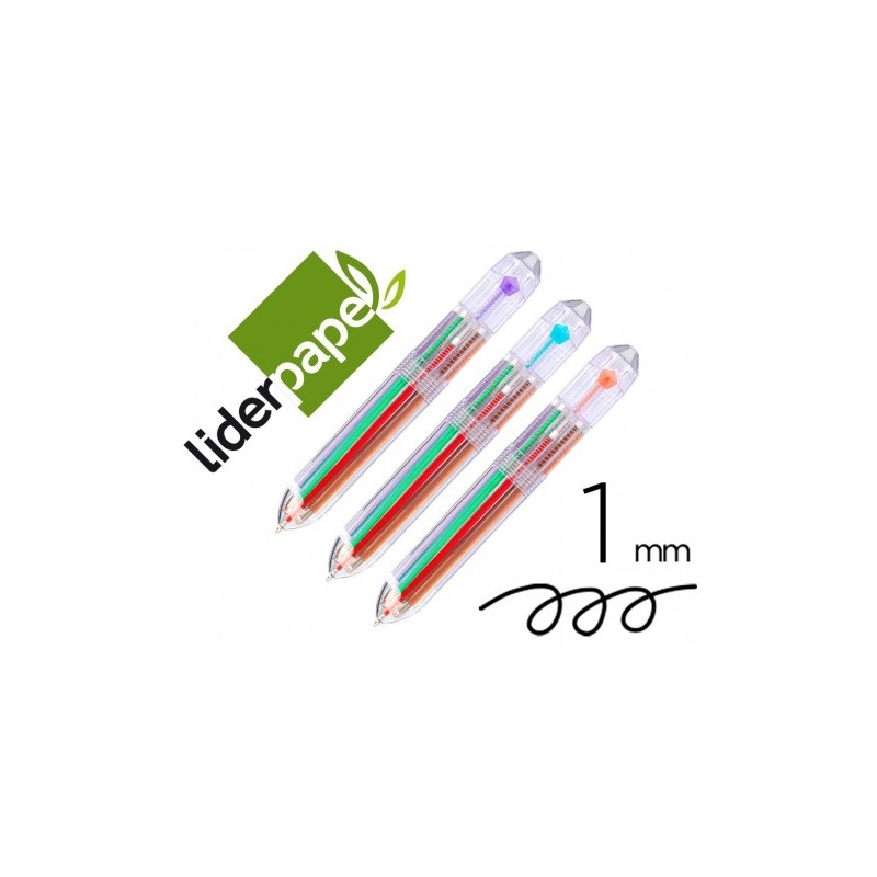 BOLIGRAFO 10 EN 1 LIDERPAPEL TRANSPARENTE RETRACTI