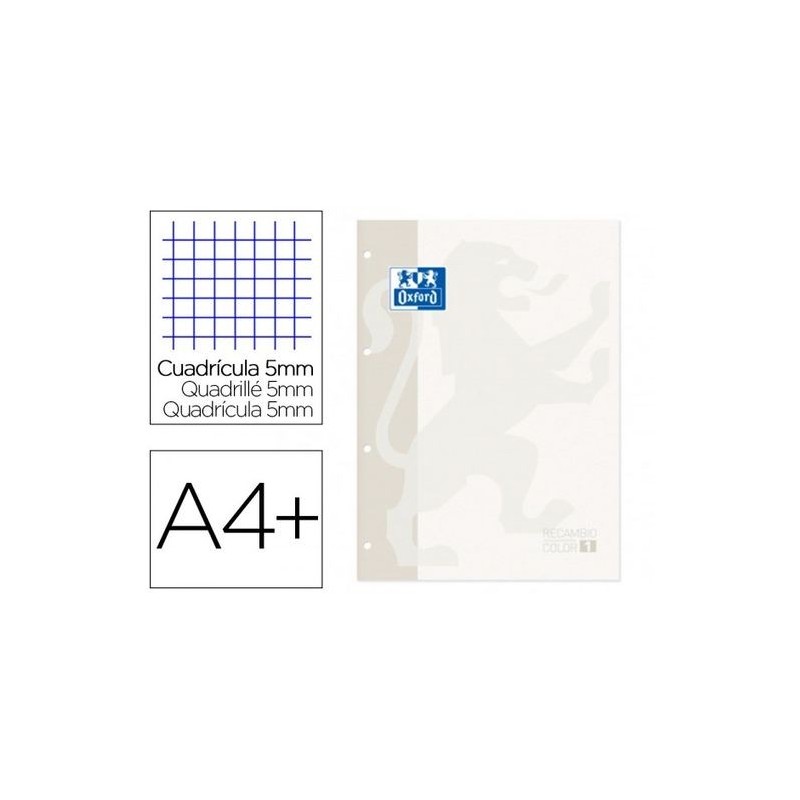 RECAMBIO COLOR A4 4/T 80H CUADRO 5MM OXFORD BLANCO