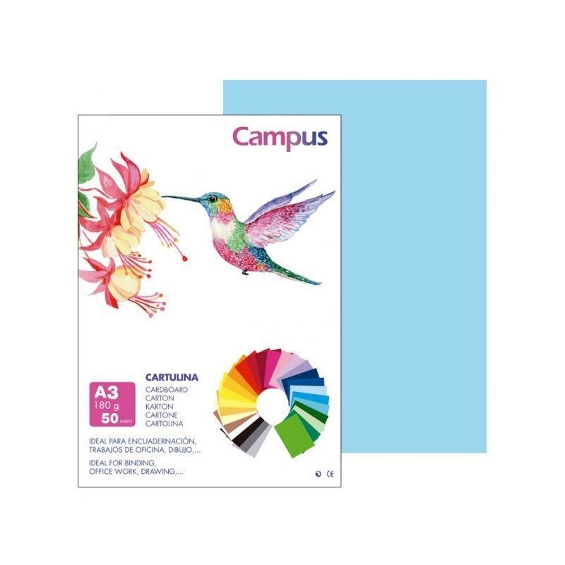 CARTULINA CAMPUS A3 180GR AZUL CELESTE / 50U