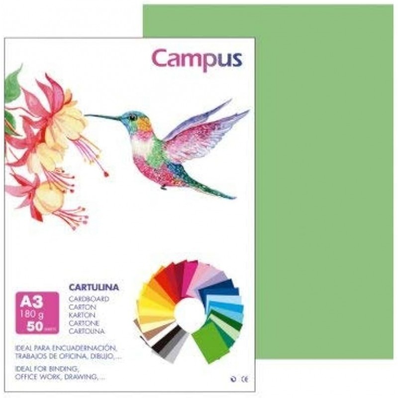 CARTULINA CAMPUS A3 180G VERDE MANAZANA / 50U