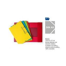 CARPETA GOMAS CARTON COLORES A5 400GR 3 SOLAPAS