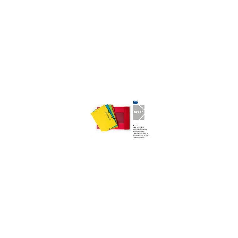 CARPETA GOMAS CARTON COLORES A5 400GR 3 SOLAPAS