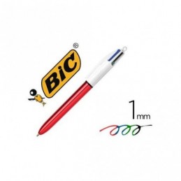 BOLIGRAFO BIC 4 COLORES SHINE ROJO