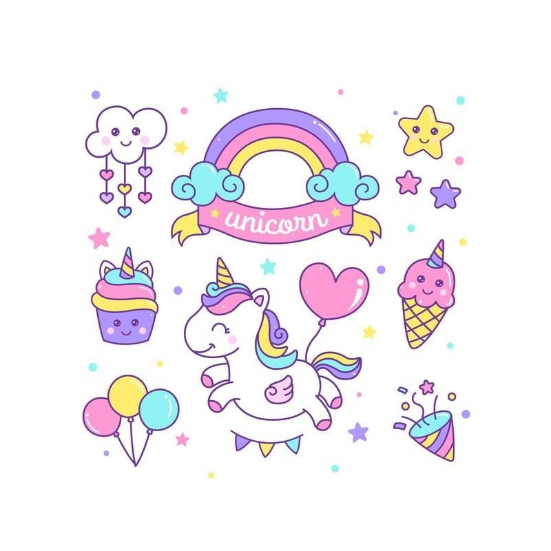 SET DE PEGATINAS EMOJI UNICORNIO
