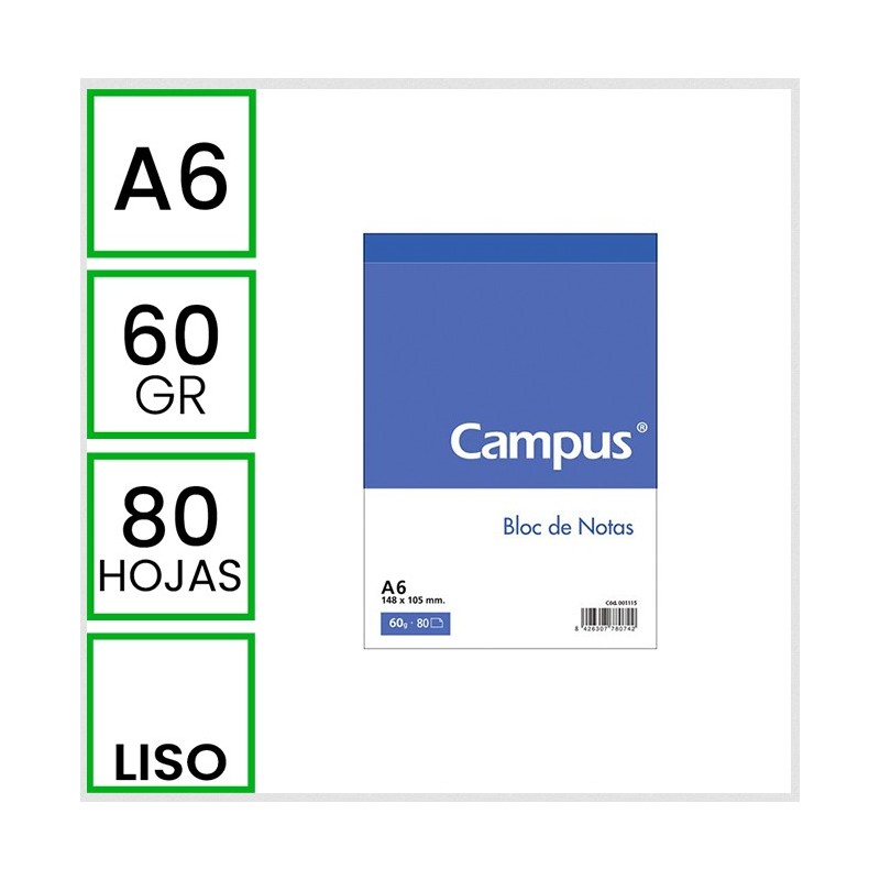 BLOC NOTAS A6 80H 60GR PERFORADA LISO