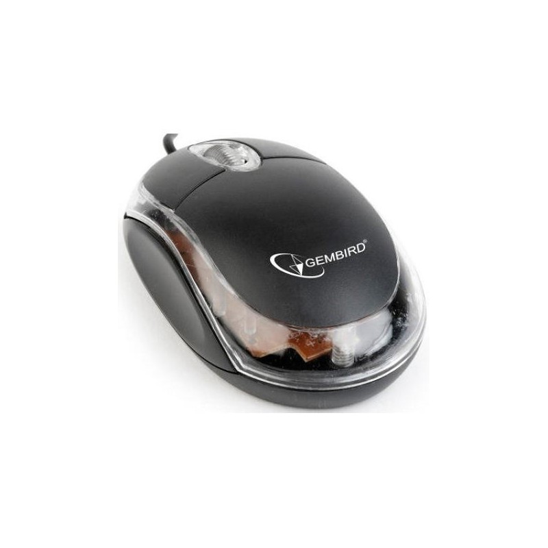 RATON GEMBIRD USB NEGRO TRANSPARENTE