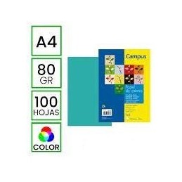 PAPEL CAMPUS A4 AZUL TURQUESA 80GR/100H