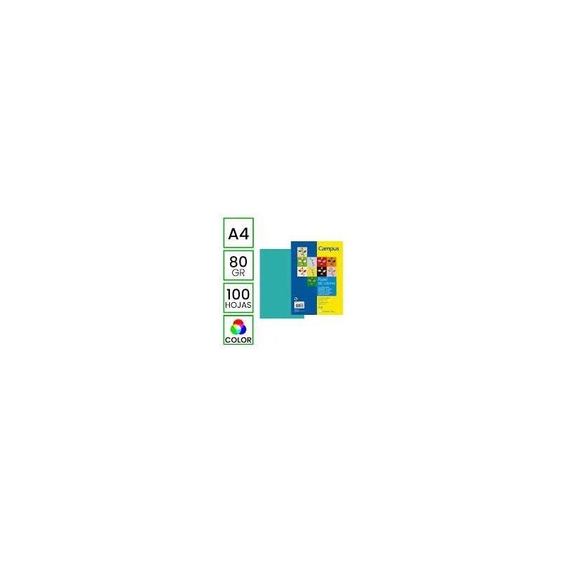 PAPEL CAMPUS A4 AZUL TURQUESA 80GR/100H