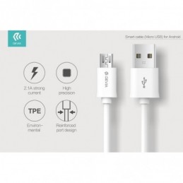 CABLE DEVIA SMART MICRO USB 5V 2.1A 1MT BLANCO
