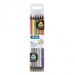 ESTUCHE 6 LAPICES BICOLOR FLUO-METAL