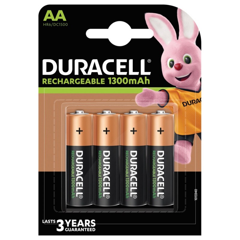 PACK DE 4 PILAS AA DURACELL 1.2V 1300mAh RECARGABL