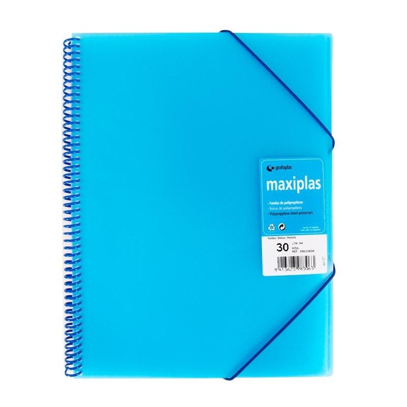 CARPETA 30 FUNDAS MAXIPLAS TRANSP AZUL