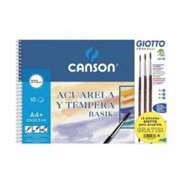 BLOC ACUARELA A4+ 10H BASIK 370GR+B/3 PINCELES