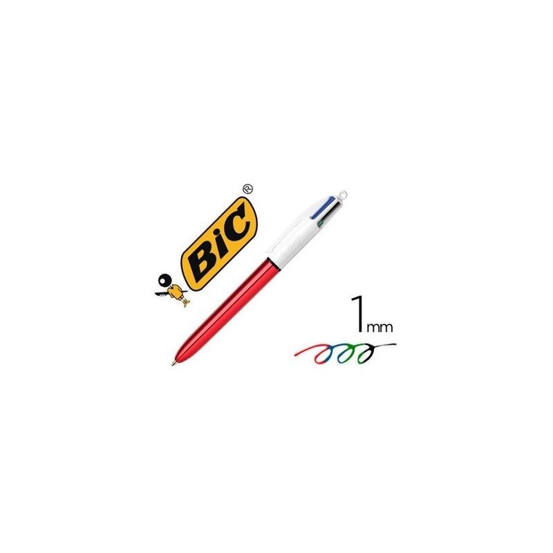 BOLIGRAFO BIC 4 COLORES SHINE ROJO