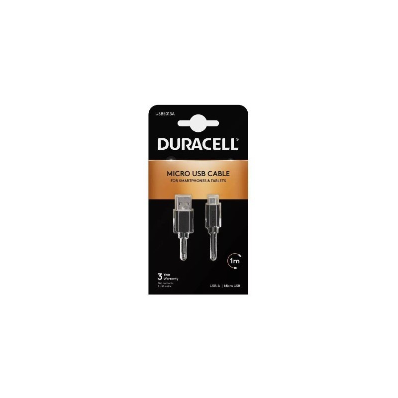 CABLE DURACELL USB MACHO A MICRO USB A 1MTS NEGRO