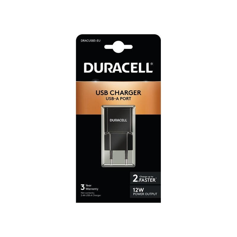 CARGADOR DE PARED DURACELL DRACUSB3-EU 5V 2.1A NEG