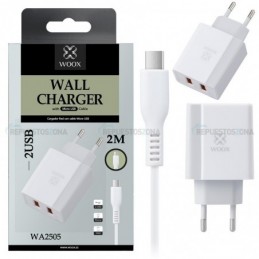 WOOX WA2505 CARGADOR CABLE 2M MICRO USB BLAN 2.4A