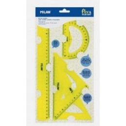 ESTUCHE DE DIBUJO 4 REGLAS AMARILLAS FLEXIBLES MIL
