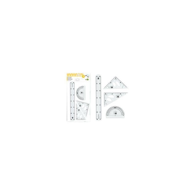 JUEGO ESCUADRA 10CM CARTABON 14CM REGLA 30CM SEMIC
